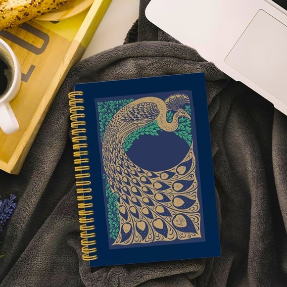 Peacock Spiral Notebook, Vintage, Natural, Antique Journal, 164 pages- 5.5"x8.3" - Picture 3 of 7